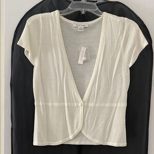 White House Black Market Ivory Short Sleeve Cardigan